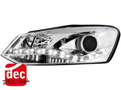 Headlights VW Polo 6R 10-.. Dayline Devil Eyes chrome