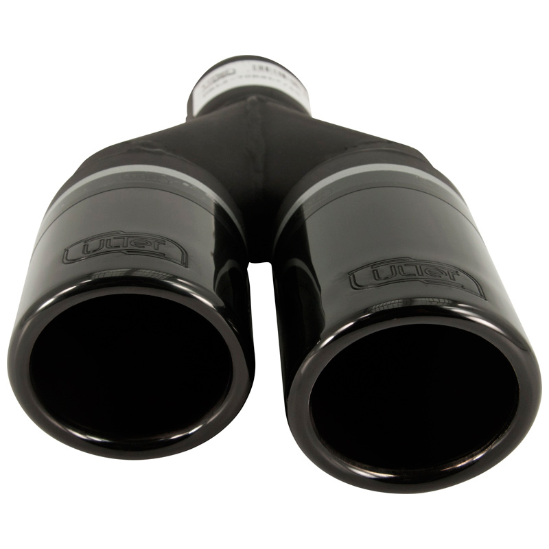 Ulter Sport Exhaust finisher (left) - Double Round Ø70mm - Length 200/180mm - Installation ->50mm - Inox Black