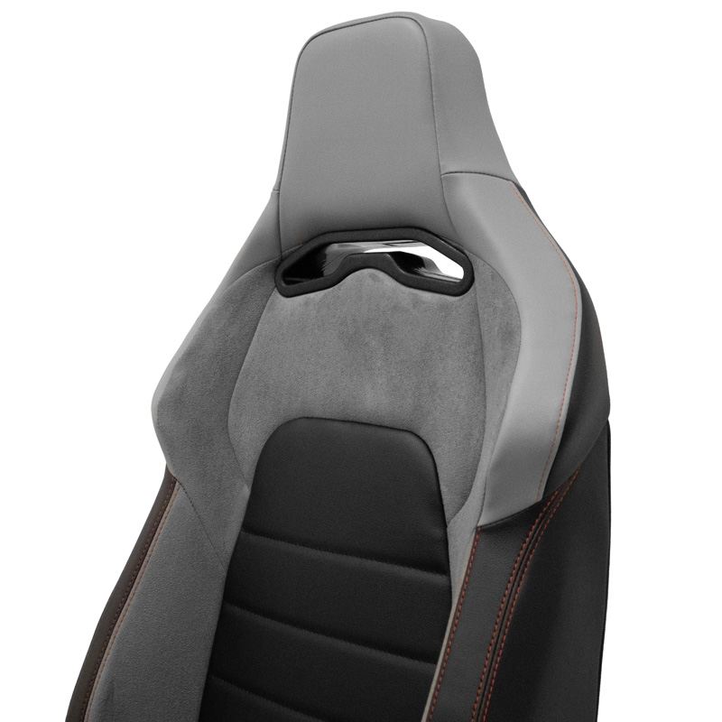 Sport seat 'VGR' - Black Synthetic leather + Light Grey Fabric/Suede + Red stitching - Dual-side reclinable back-rest - incl. slides