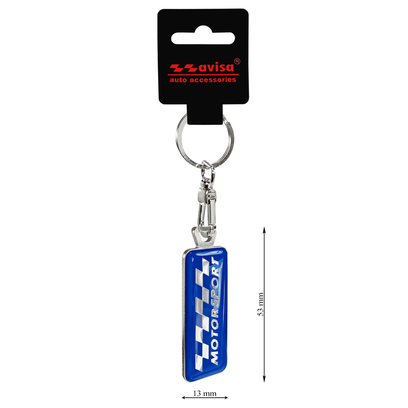 Stainless steel key chain - 'Motorsport' Blue