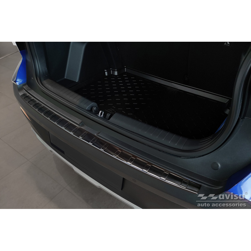 Black Stainless Steel Rear bumper protector  Hyundai Bayon 2021- 'Ribs'