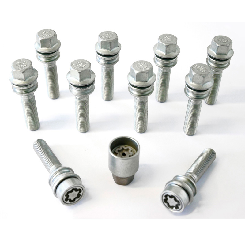 H&R Wheel bolt Set Round-Head with movable cone R14 M15x1.25 - Length 57mm - 10 pcs - incl. wheel-locks