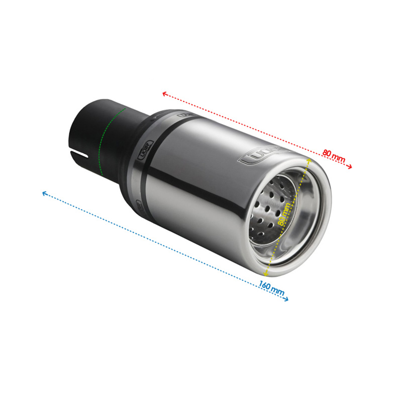 Ulter Sport Exhaust finisher - Round Ø80mm - Length 80mm - Installation ->50mm - Inox