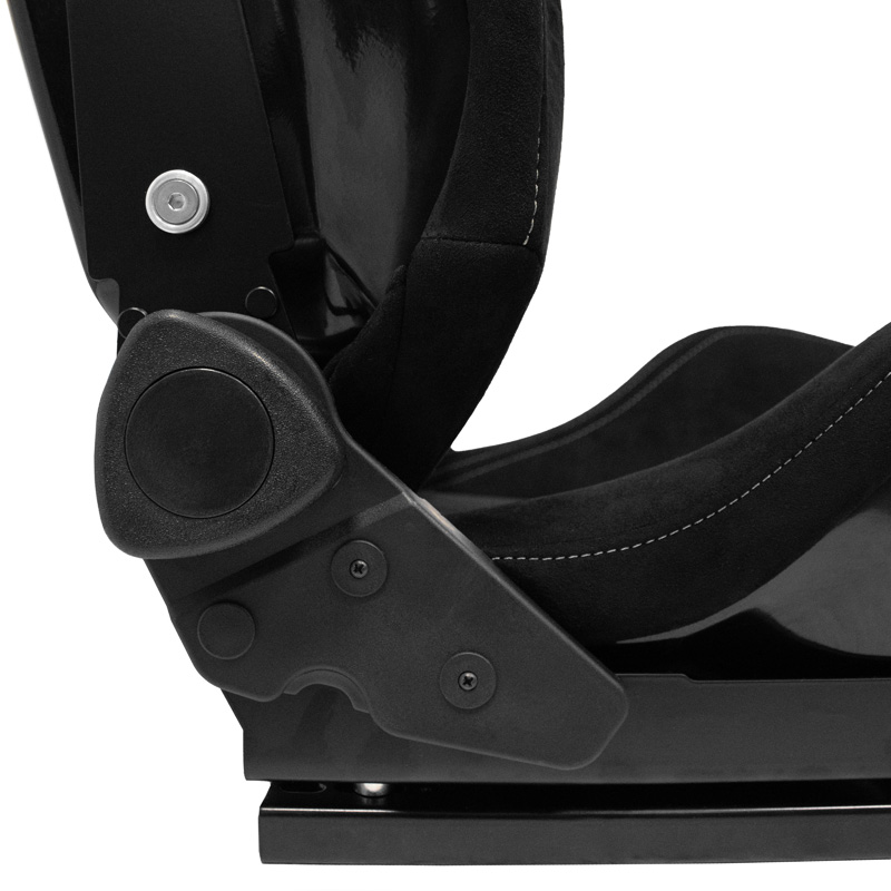 Sport seat 'NK Premium' - Black Suede + Grey 'Mesh' Fabric - Dual-side reclinable fibreglass back-rest - incl. slides