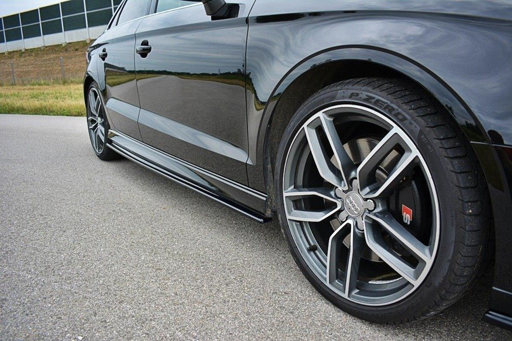 Zijskirts passend voor Audi A3 8V S-line Sedan Zwart Glans