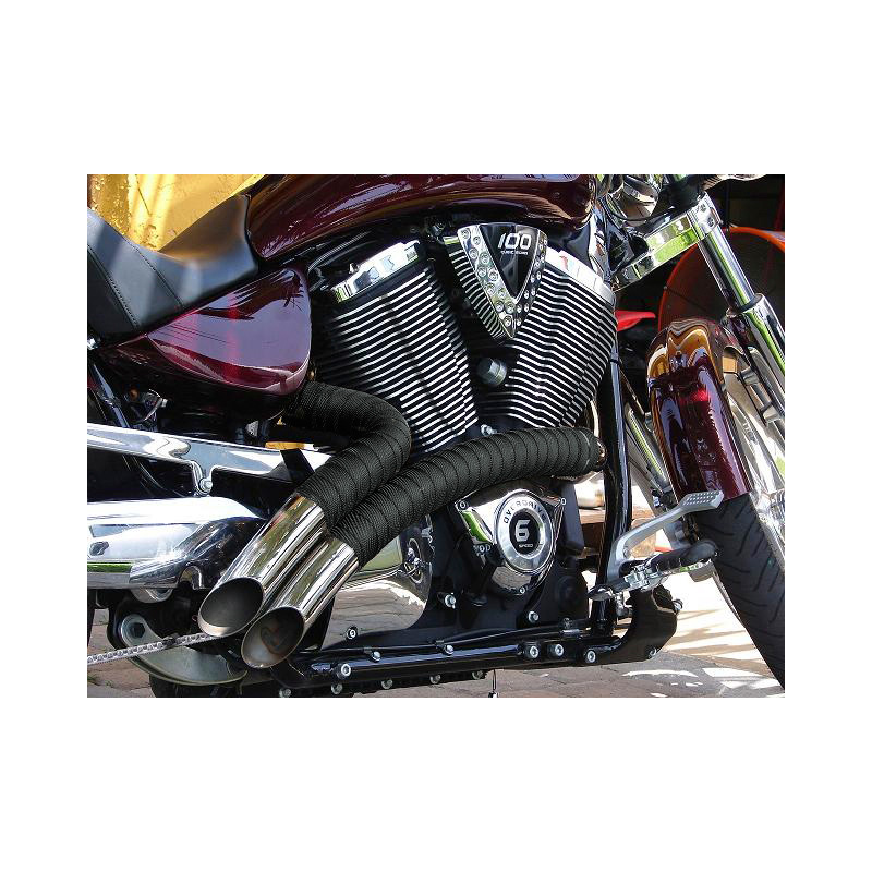 Simoni Racing Exhaust Heat-Insulating Wrapping Kit 2 - 15m x 5cm + 6 clamps < 550°C - Glass Fibre