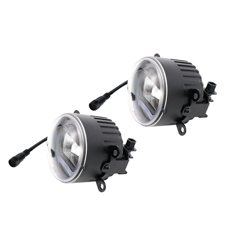Set of semi-universal LED fog lights + 'U-Shape' daytime running lights - Diameter 90mm - ECE-R19/R87 E-mark