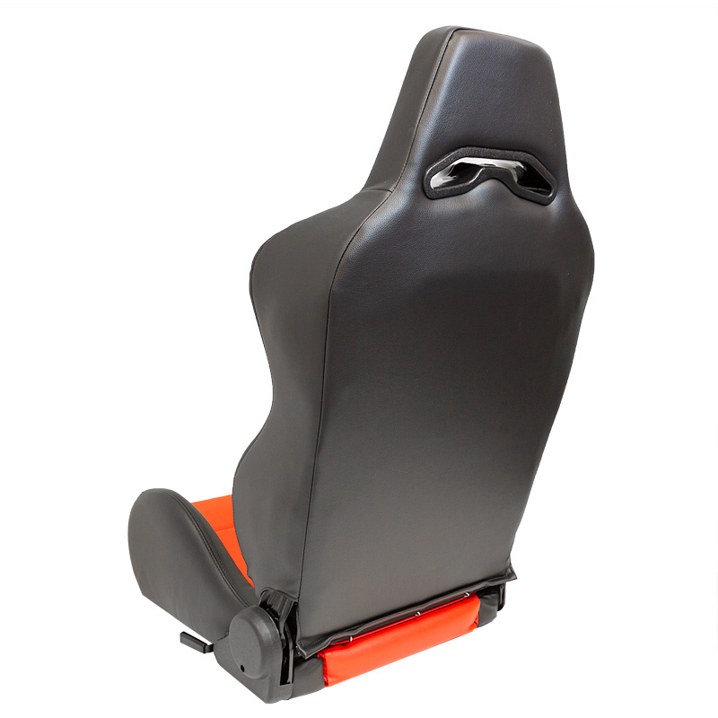 Sport seat 'Eco' - Black/Red Synthetic leather - Left-side reclinable back-rest - incl. slides