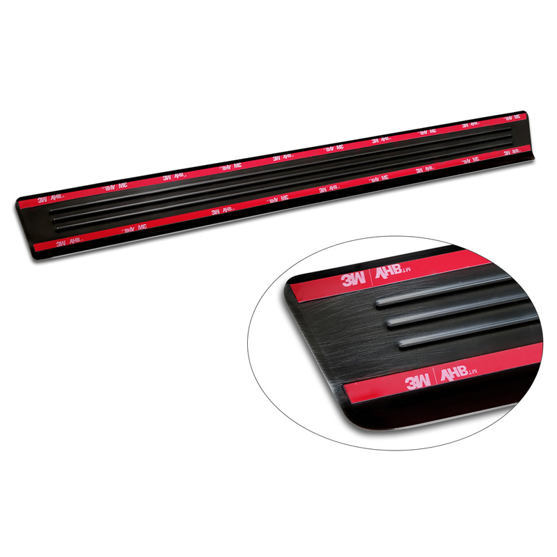 Black Inox door sill protectors  Volkswagen ID.3 2020-2023 & FL 2023- / Cupra Born 2021- / MG 4 2022- / MG HS II 2024- 'Lines' - 4-pieces