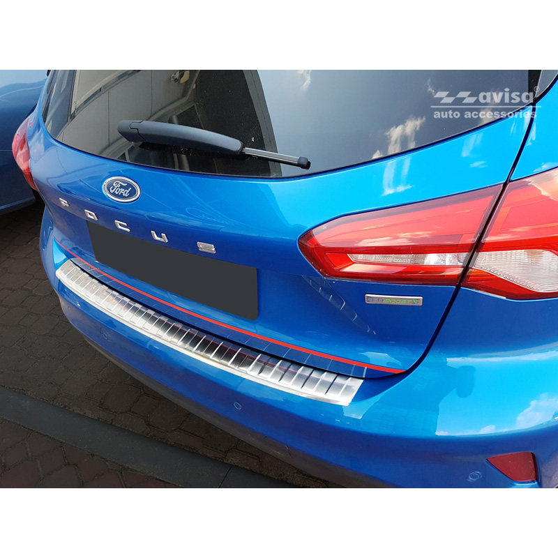 Stainless Steel Rear bumper protector  Ford Focus IV HB 5-doors (incl. ST-Line) 2018-2021 & Facelift 2021- 'Ribs'