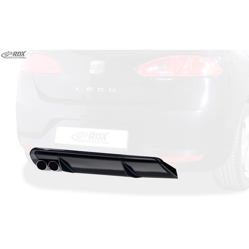 Rear bumper skirt 'Diffuser'  Seat Leon 1P 2005-2008 excl. FR/Cupra (ABS glossy black)