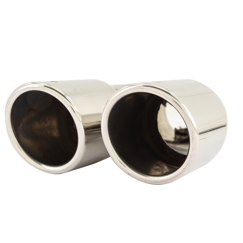 Simoni Racing Exhaust Tip Double Round/Slanting Inox - Ø76xL230mm - Installation ->58mm