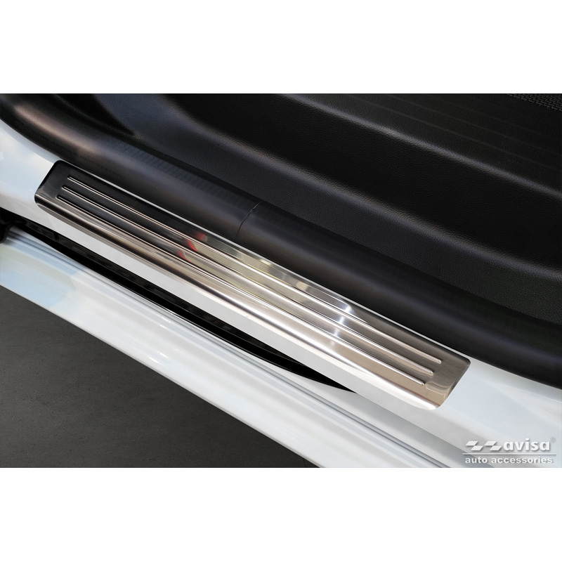 Stainless Steel Door sill protectors  Renault Kangoo III & Nissan Townstar & Mercedes Citan 2021- - 'Lines' - 4-pieces (for all 4-door variants)