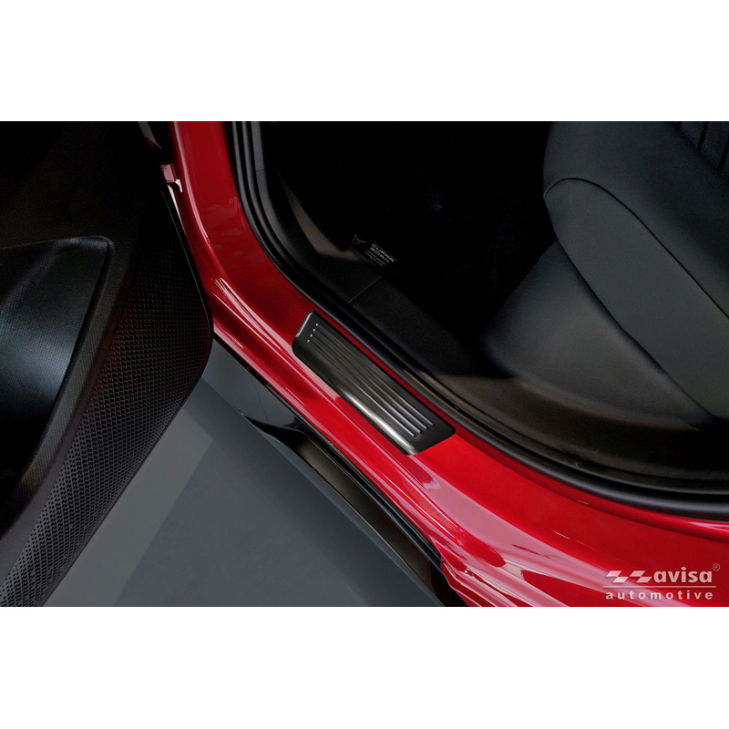 Avisa Black Inox door sill protectors  Volkswagen ID.3 2020-2023 & FL 2023- / Cupra Born 2021- / MG 4 2022- / MG HS II 2024- 'Lines' - 4-pieces