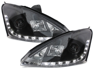 Headlights Ford Focus 01-04 Devil Eyes Dlite LED Black