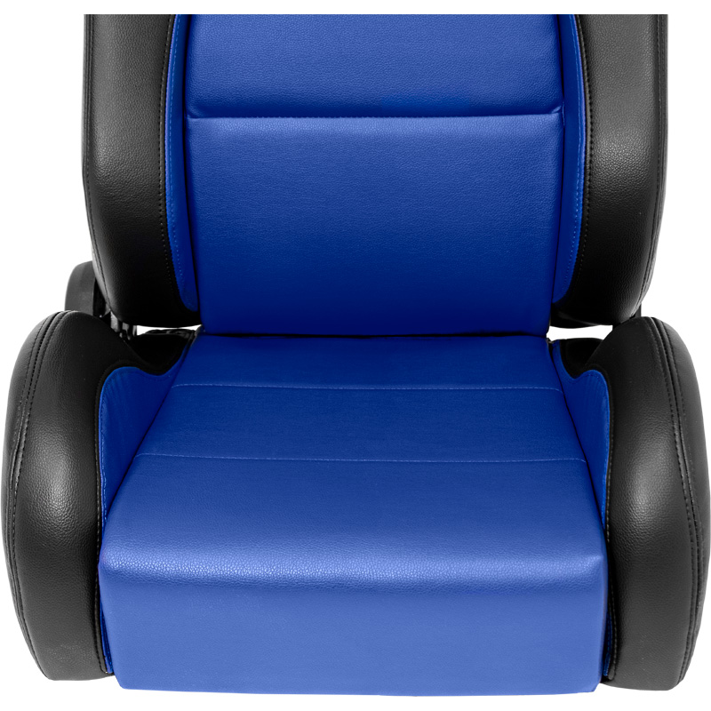 Sport seat 'Eco' - Black/Blue Synthetic leather - Right-side reclinable back-rest - incl. slides