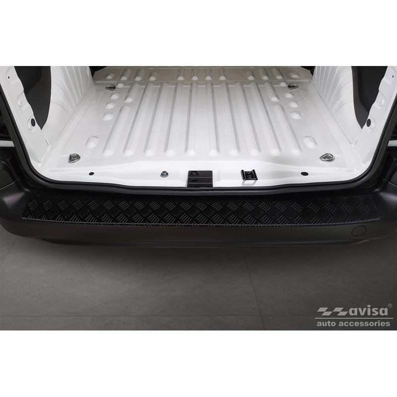 Matt Black Aluminum Rear bumper protector  Citroën Berlingo (Multispace) & Peugeot Partner 2008-2015 & 2015-2018 & 2018- & Peugeot Rifter 2018- & Opel Combo E 2018- & Toyota Proace City/Verso 2019- & Fiat Doblo 2022- 'Riffled Plate'