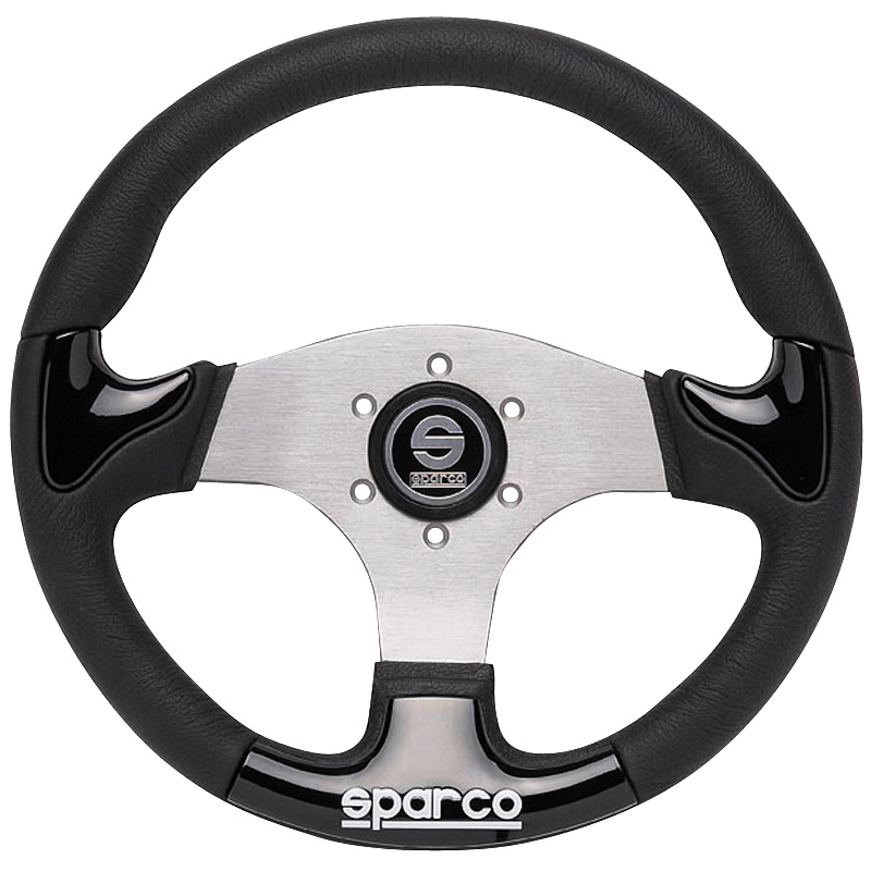 Sparco Universal Steering Wheel P222 - Black PU/Aluminium - Diameter 345mm