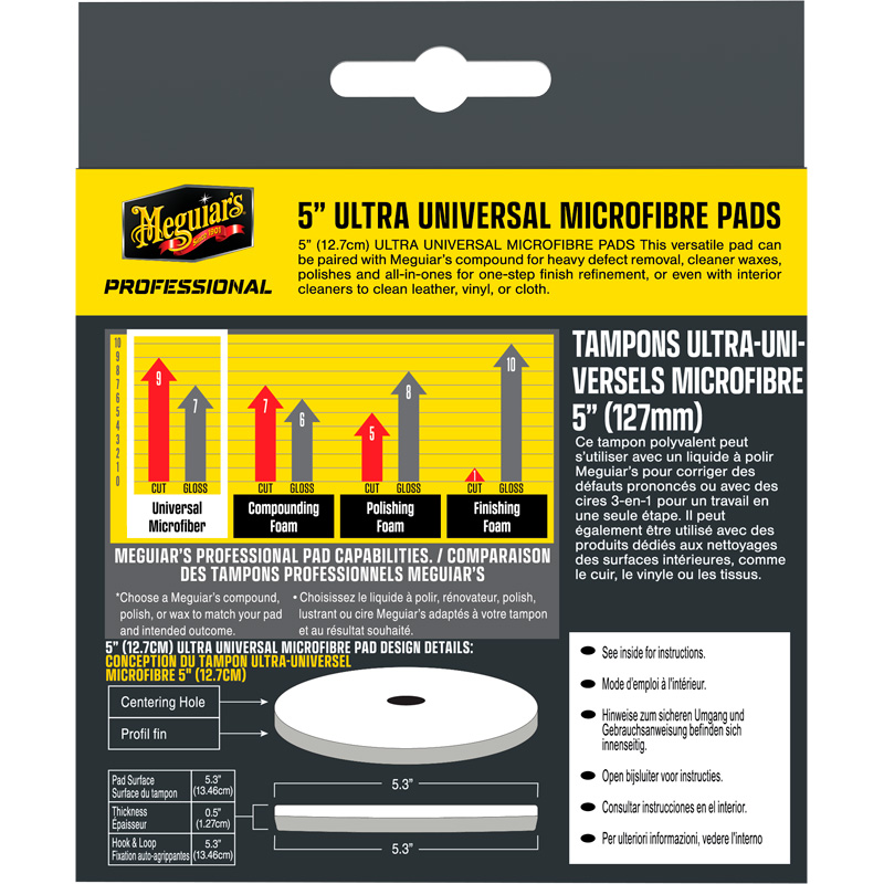 Meguiar's Professional Ultra Universal Microfibre Pads - 5.3'' diameter x 0.5'' (134.6mm x 12.7mm) - white - set of 2