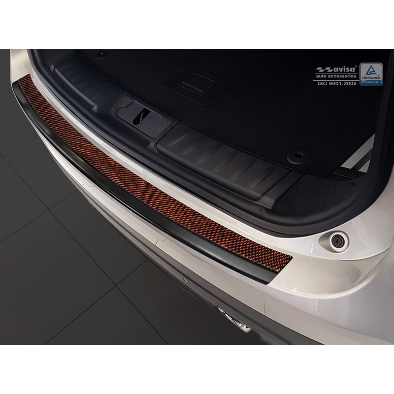 Stainless Steel Rear bumper protector 'Deluxe'  Jaguar F-Pace 2016-2020 & FL 2020- Black/Red-Black Carbon