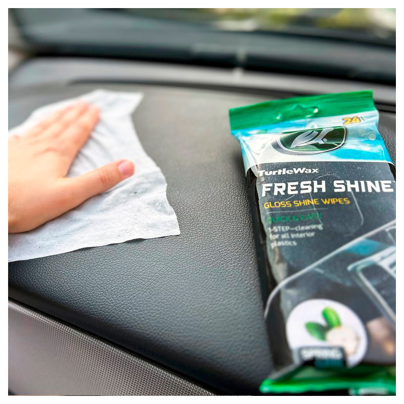 Turtle Wax 54095 Fresh Shine Gloss Interior Cleaning Wipes 24 Pack