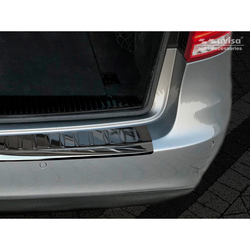 Black Mirror Stainless Steel Rear bumper protector  Mercedes E-Class W212 Kombi 2013-2016 'Ribs'