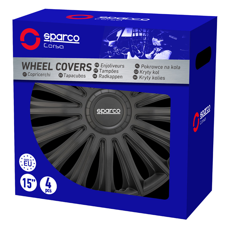Sparco Wheel Covers Treviso - 16-inch - Black - Set of 4 pieces