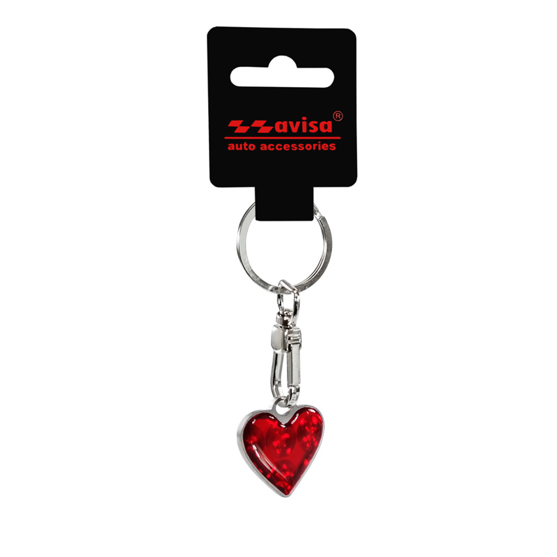 Stainless steel key chain - 'Heart' red