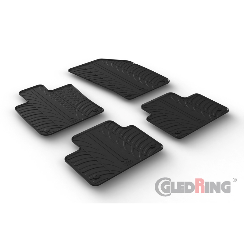 Rubber car mats set  Volvo S60 & V60 II 2018- (T profile 4-pieces + mounting clips)