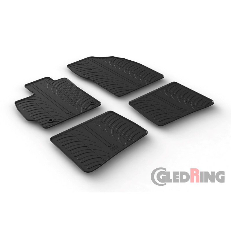 Rubber car mats set  Toyota Prius III 2012-2016 (T profile 4-pieces + mounting clips)