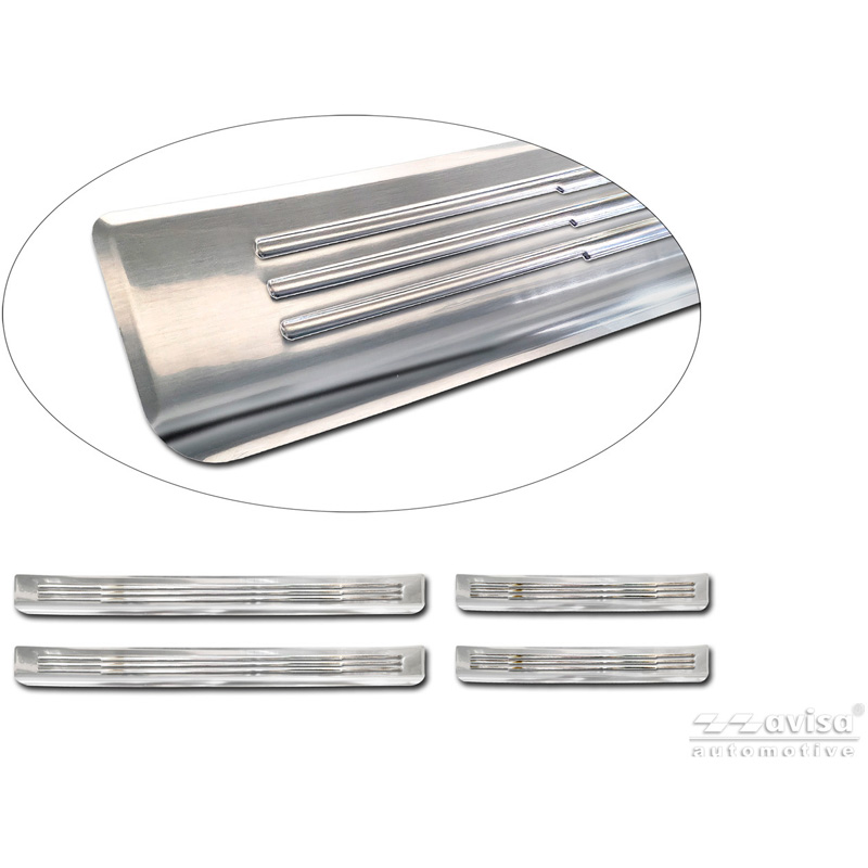 Avisa Inox door sill protectors  BAIC Beijing X55 2024- - 'Lines' - 4-pieces