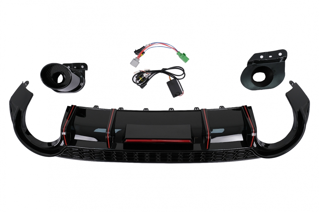 Diffuser passend voor Audi S3 Hatchback 8Y RS-Look Zwart met sierstukken