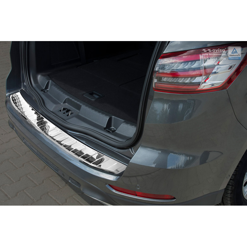 Chrome Stainless Steel Rear bumper protector  Ford S-Max II 2015- 'Ribs'