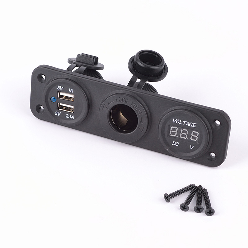 Built-in USB Adapter 3-in-1 2xUSB 5V-2,1A&1A/Voltmeter/Lighter plug/Input 12V-24V