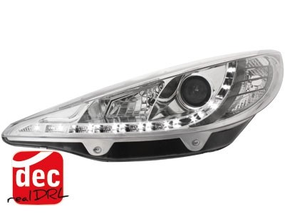 Headlights Peugeot 207 06- Devil Eyes Dlite LED Chrome