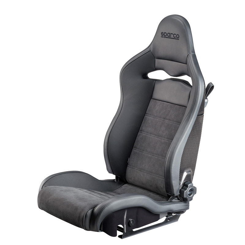 Sparco Sport Seat SPX DX - Passenger version (Right) - Black Leather/Alcantara + Carbon Backrest - Right-side Reclinable