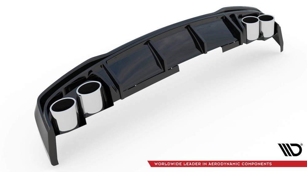 Diffuser passend voor Audi A6 C8 S-Line Maxton Glans Zwart Chrome Sierstukken