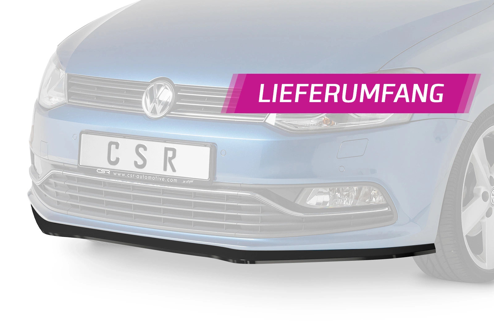 Voorspoiler passend voor VW Polo V (6R/6C) Basis/GTI Glans Zwart – 2009–2014 (GTI) / 2014–2017 (Basis)