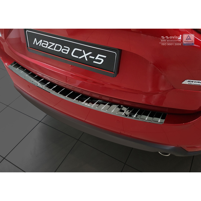 Black Mirror Stainless Steel Rear bumper protector  Mazda CX-5 II 2017- incl. Facelift 'Ribs'