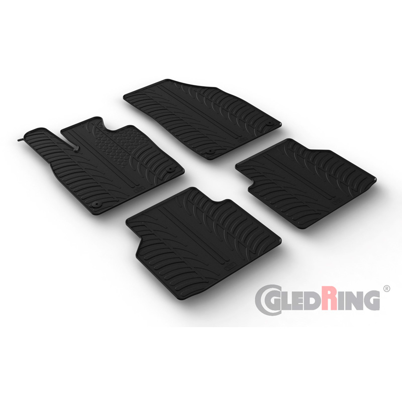 Rubber car mats set  Volkswagen ID.4 2020- & ID.5 2021- (T profile 4-pieces + mounting clips)