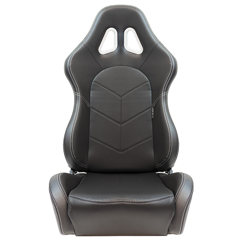 Sport seat 'TN' - Black Synthetic leather + Silver stitching - Dual-side reclinable back-rest - incl. slides