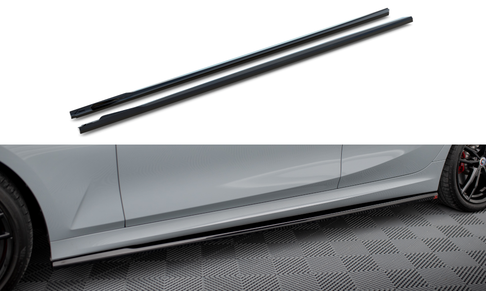 Zijskirts passend voor BMW M Pakket & M340i G20 / G21 FL Maxton Glans Zwart