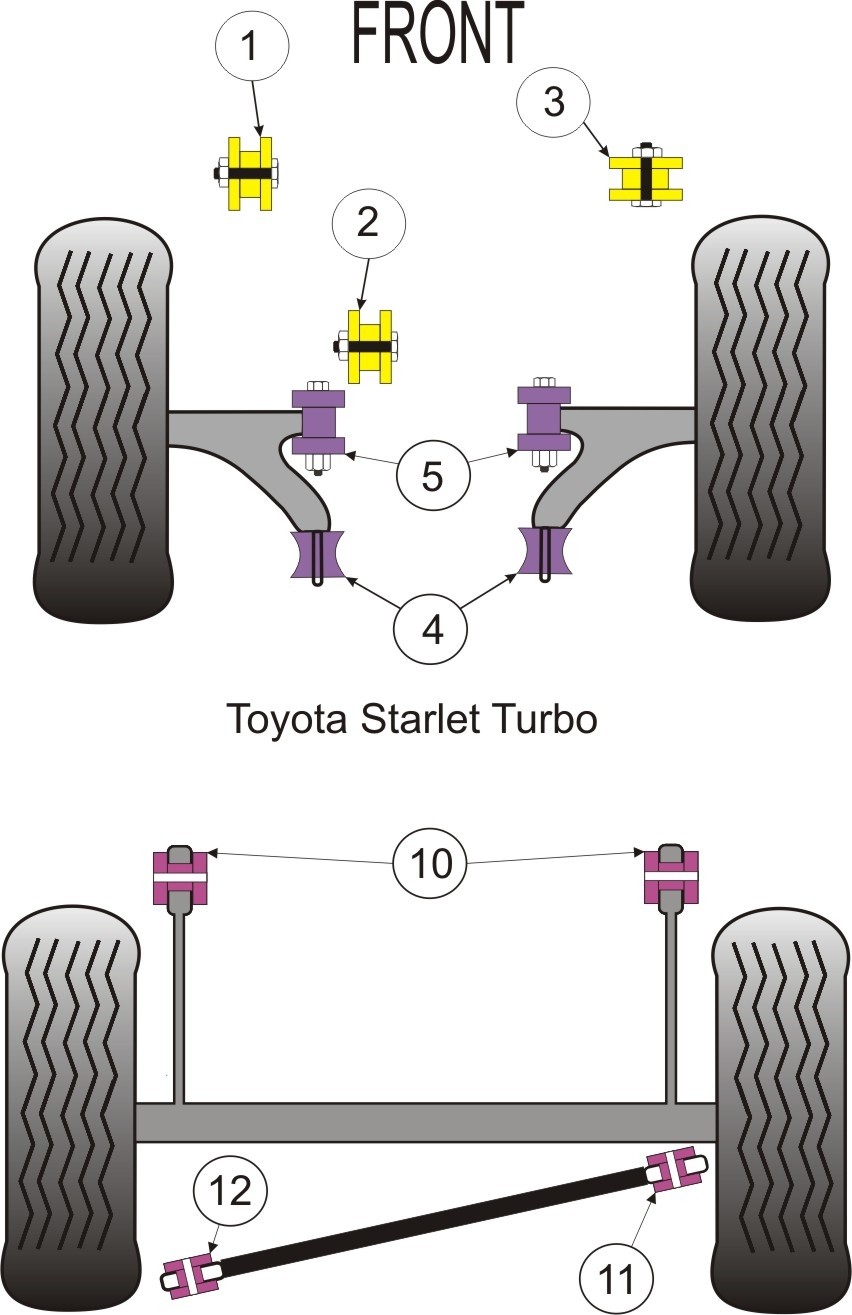 Toyota Starlet/Glanza Turbo EP82 & EP91 Front Engine Mount - Pow