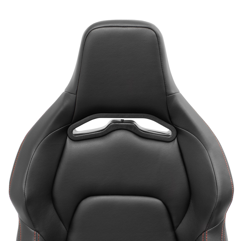 Sport seat 'VGR' - Black Synthetic leather + Red stitching - Dual-side reclinable back-rest - incl. slides