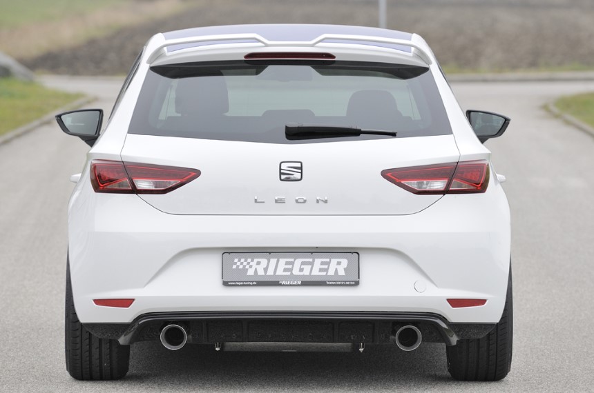 Diffuser passend voor Seat Leon F5 Rieger sportuitlaat links + rechts glans zwart