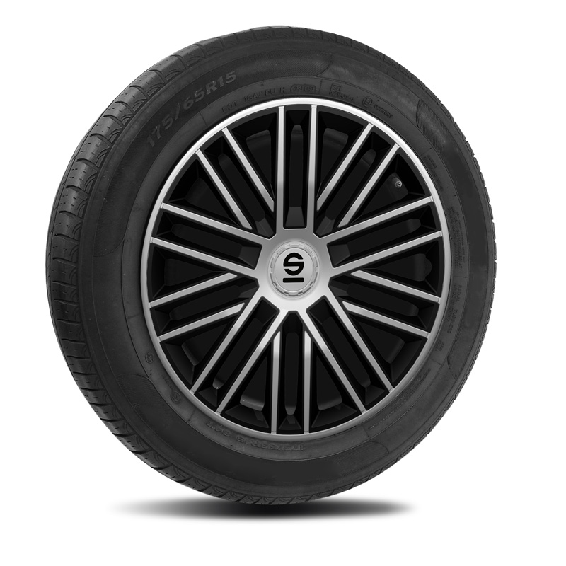 Sparco Wheel Covers Bergamo - 15-inch - Silver/Black - Set of 4 pieces