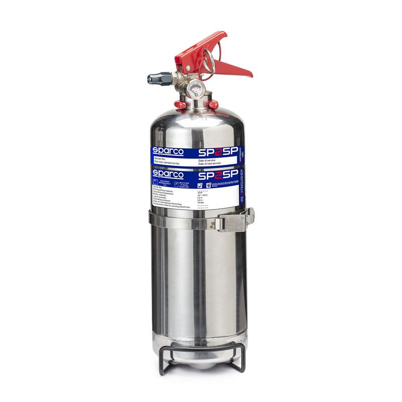Sparco Performance Hand-held Fire Extinguisher - 2 Liter - Chrome - Ø21cm x 44cm