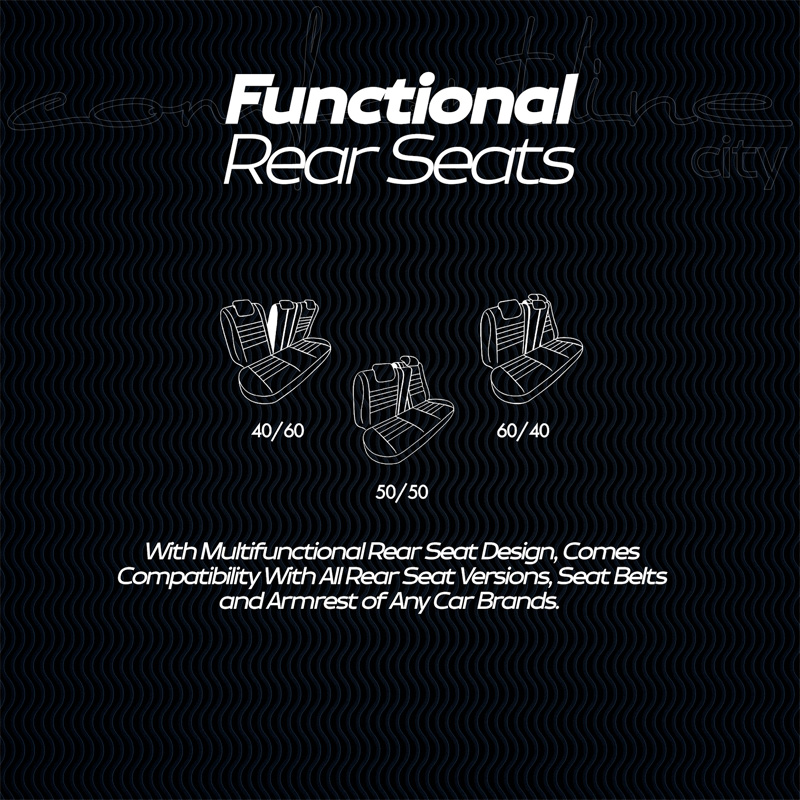 Universal Velours/Fabric 'CityBug' Seat cover set 'Comfortline' Black/Grey - 9-pieces -  Side-Airbags