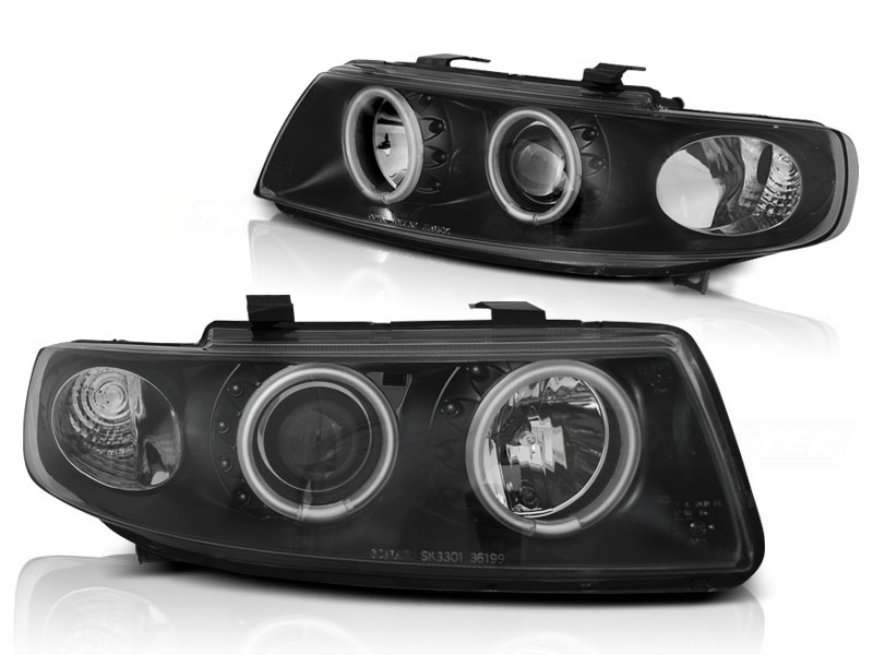 Headlights Seat Leon/Toledo 99-04 Angel Eyes 2 Black