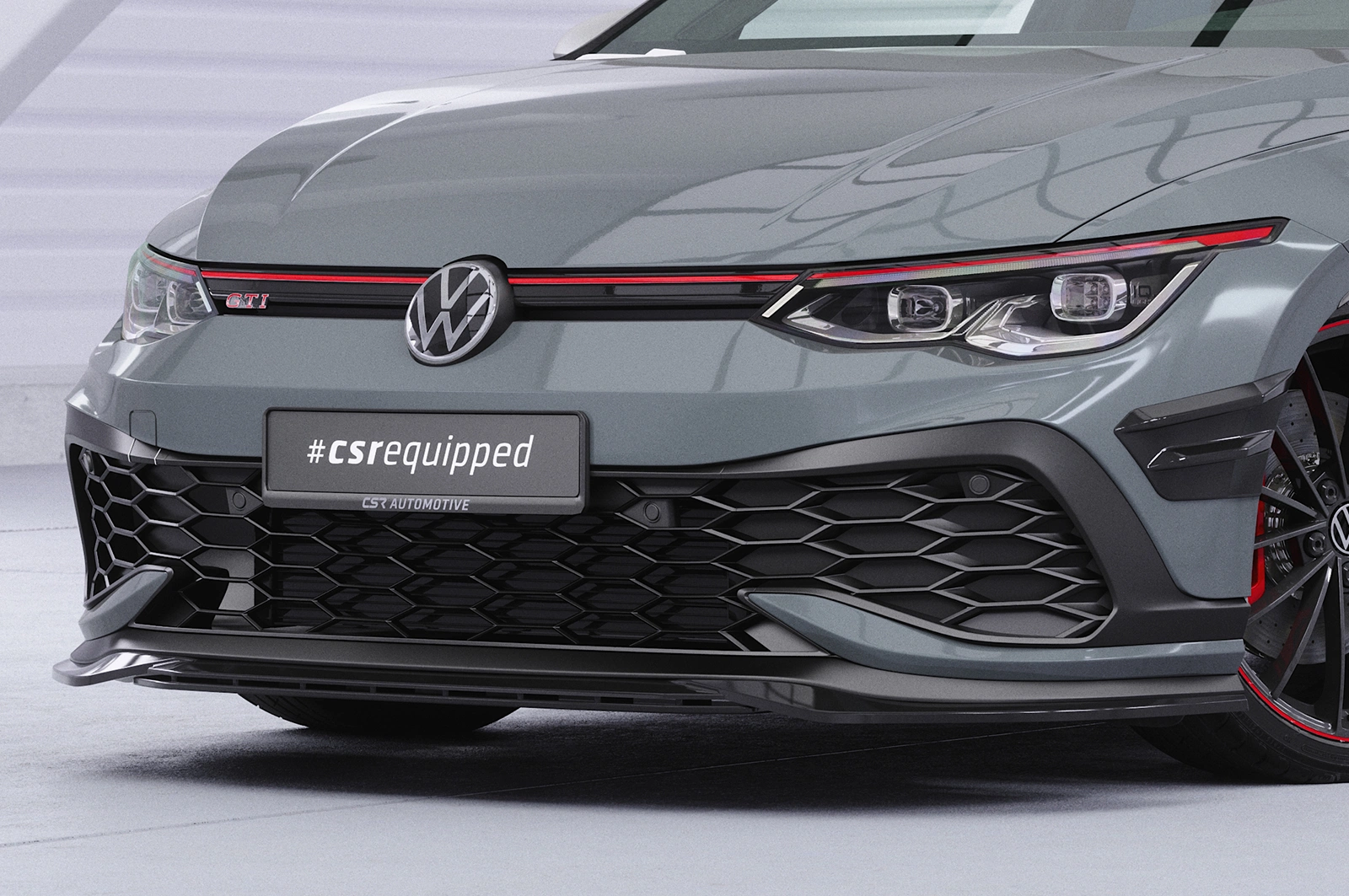 Voorspoiler passend voor VW Golf 8 GTI Clubsport glans zwart